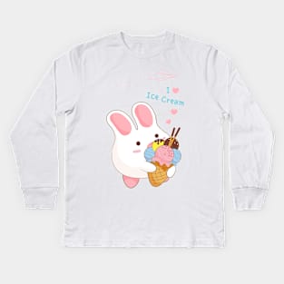 Ice Cream Cone Bunny Kids Long Sleeve T-Shirt